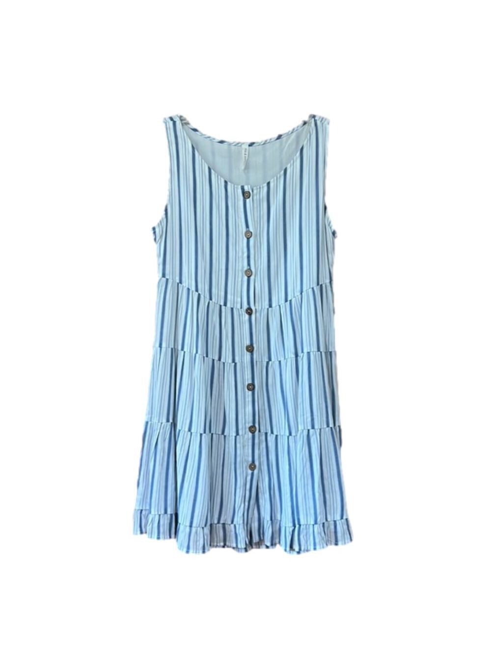 MIA & Tess Blue and White Striped Sleeveless Dress - Picture 2 of 4